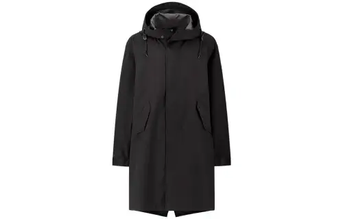 UNIQLO Trench Coats Men's Black Hooded Moderate