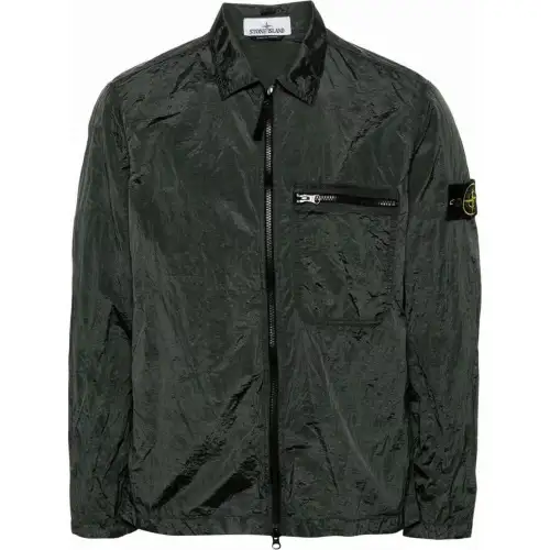 STONE ISLAND Jackets Men's Moss Green Lapel Moderate Other