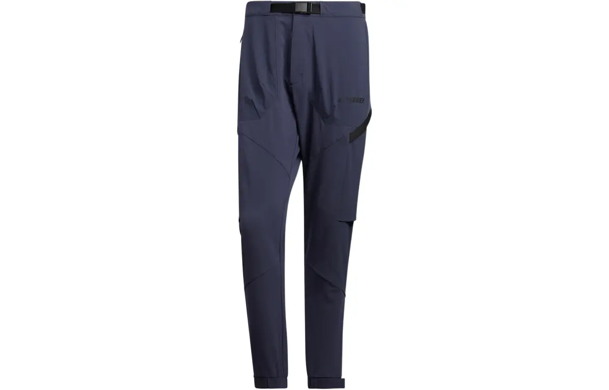Adidas Knitted Sweatpants Men's Blue Moderate Cuffed Pants