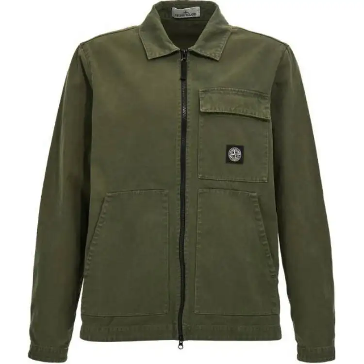 STONE ISLAND Logo Patch Zipped Overshirt