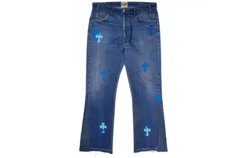 Chrome Hearts Jeans Men's Dark Blue Moderate Straight Fit Pants