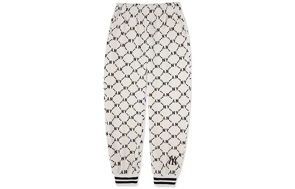 MLB Knitted Sweatpants Unisex Cream Moderate Cuffed Pants