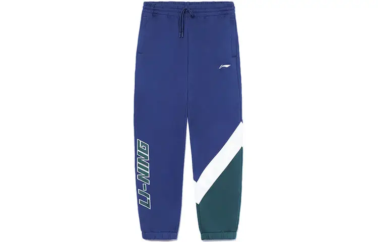 Li Ning Sports Fashion Collection Knitted Sweatpants Men's Porcelain Ink Blue Moderate Cuffed Pants