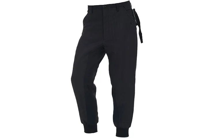Y 3 Knitted Sweatpants Men's Black Moderate Cuffed Pants