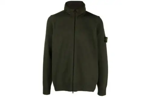 STONE ISLAND Compass-badge Concealed-hood Wool-blend Cardigan