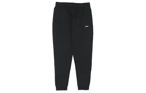 Li Ning Knitted Sweatpants Men's Black Thickened Cuffed Pants