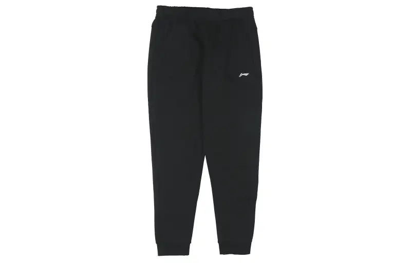 Li Ning Knitted Sweatpants Men's Black Thickened Cuffed Pants
