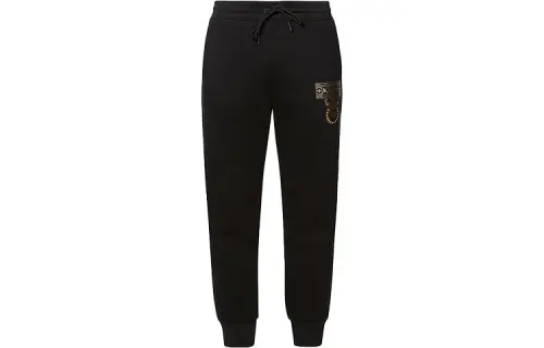 EVISU Knitted Sweatpants Men's Black Moderate Cuffed Pants