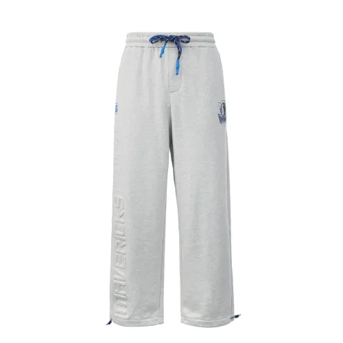 JACK JONES Jack Jones x NBA joint loose letter baggy printed light color matching pants for boys summer thin American straight pants casual pants knitted sweatpants same style for men and women light gray
