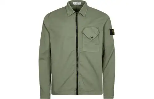 STONE ISLAND Compass-patch Zip-up Shirt Jacket