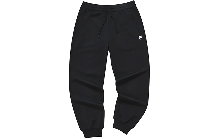 FILA FUSION Knitted Sweatpants Men's Pitch Black Moderate Cuffed Pants