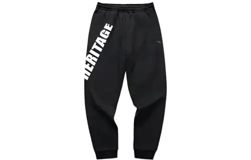 ANTA Knitted Sweatpants Men's Black Thickened Cuffed Pants