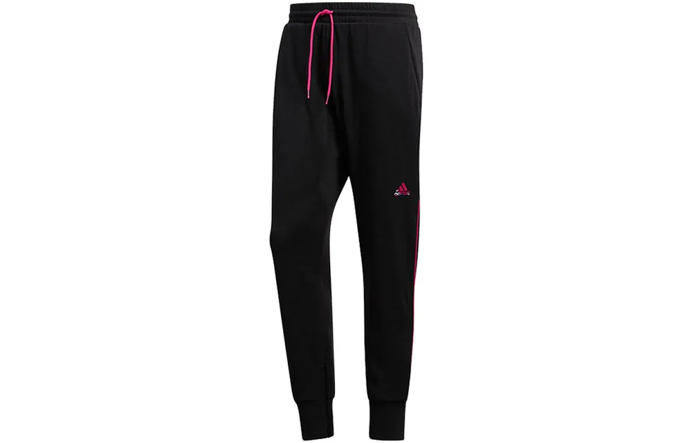Adidas Knitted Sweatpants Men's Black Moderate Straight Fit Pants