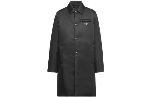 PRADA Trench Coats Men's Black Lapel Moderate