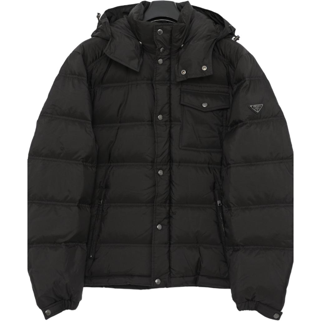 PRADA Down Jackets Men's Black Hooded Moderate Other