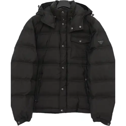 PRADA Down Jackets Men's Black Hooded Moderate Other