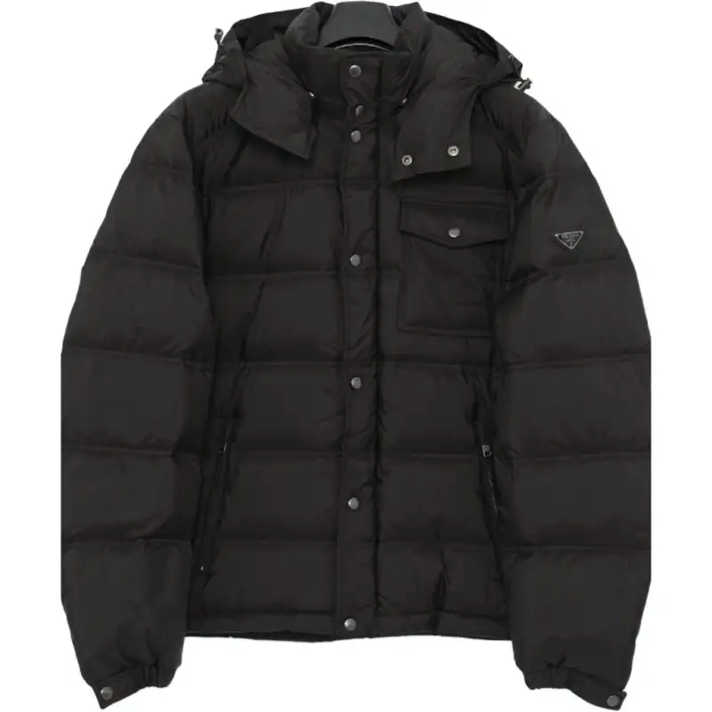 PRADA Down Jackets Men's Black Hooded Moderate Other
