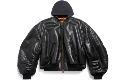 Balenciaga Leather Jacket Unisex Black