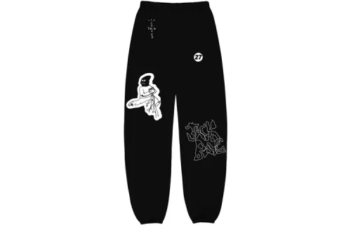 Travis Scott X Jordan Knitted Sweatpants Unisex Black Moderate Cuffed Pants