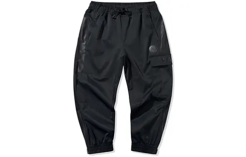 Li Ning Casual Pants Men's Black Moderate Cuffed Pants