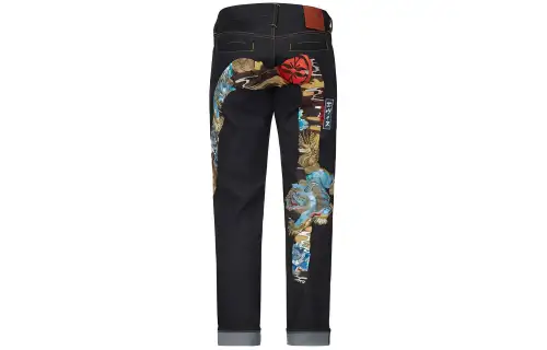 EVISU Jeans Men's Denim Blue Moderate Tapered Pants
