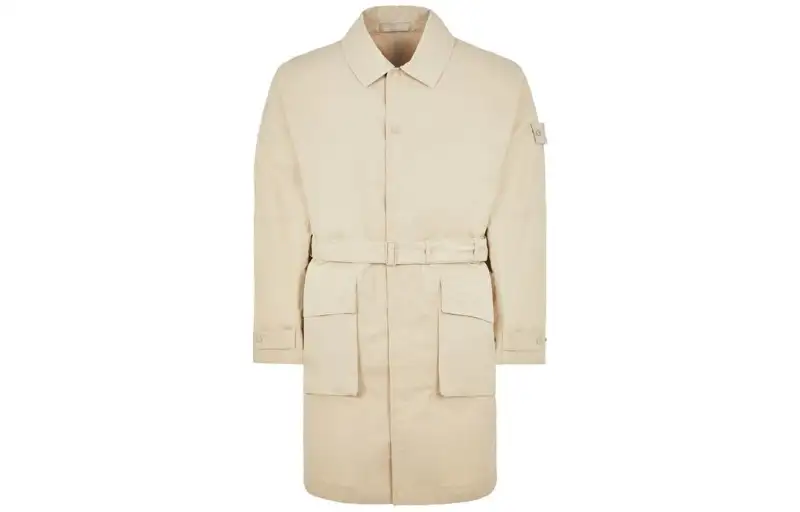 STONE ISLAND 704f1 Weatherproof Cotton Canva Jackets & Coats Men's Ecru