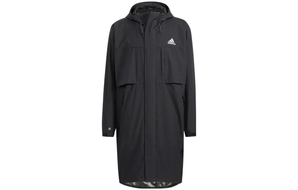 Adidas Trench Coats Men's Black Hooded Moderate Other