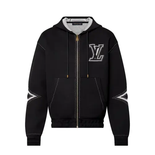 LOUIS VUITTON Graphic Intarsia Zipped Cotton Hoodie