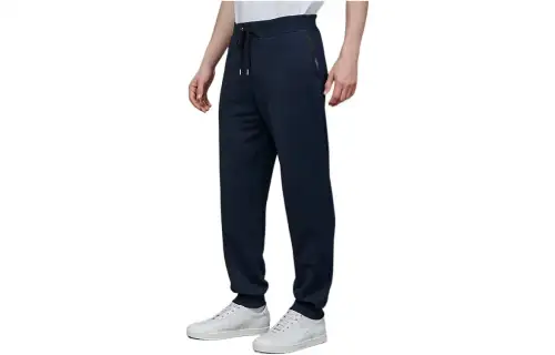 HERMES Knitted Sweatpants Men's Navy Blue Moderate Cuffed Pants