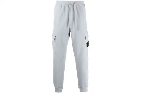 STONE ISLAND Knitted Sweatpants Men's Gray Moderate Cuffed Pants