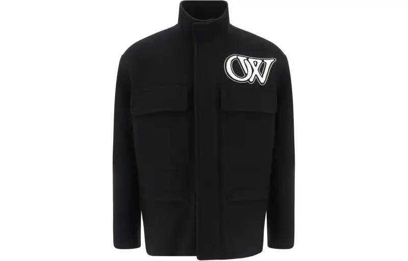OFF-WHITE Logo Flocked Long-Sleeved Jacket