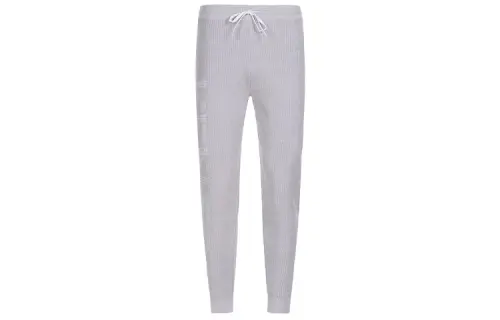 KENZO Letter Logo Knitted Sweatpants Men's Light Gray Moderate Cuffed Pants