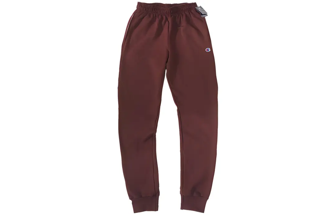 Champion FW21 Champion Small Logo Solid Color Fleece Lined Sweatpants US Version, Winter Men's Burgundy