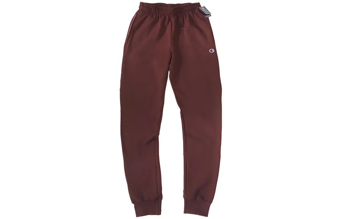 Champion FW21 Champion Small Logo Solid Color Fleece Lined Sweatpants US Version, Winter Men's Burgundy