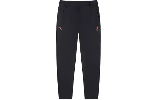 ANTA Knitted Sweatpants Men's Black Moderate Straight Fit Pants