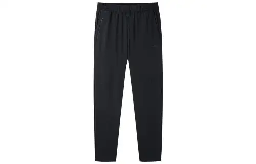 ANTA Knitted Sweatpants Men's Black Moderate Straight Fit Pants