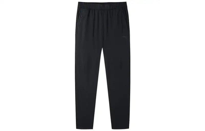 ANTA Knitted Sweatpants Men's Black Moderate Straight Fit Pants
