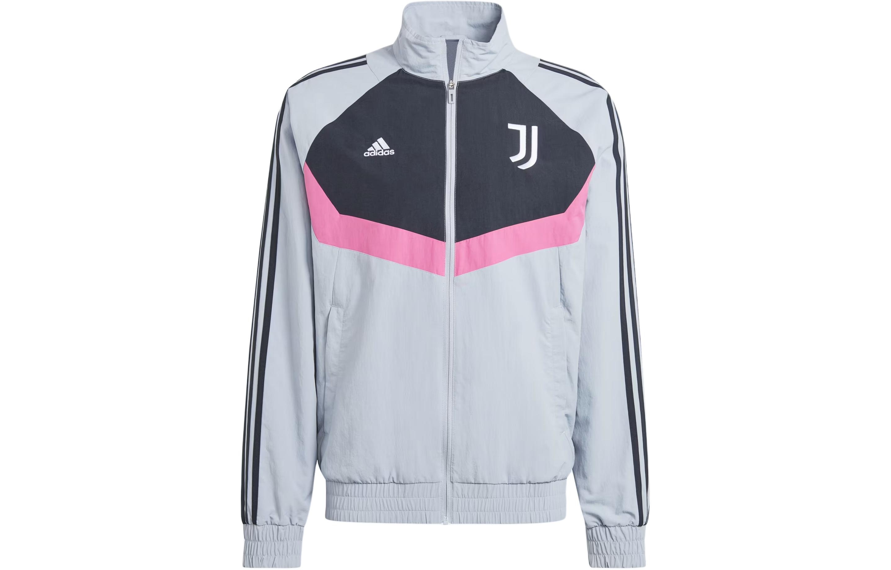 Adidas Juventus Woven Track Top Retro Sports Stand Collar Jackets Men's Halo Silver