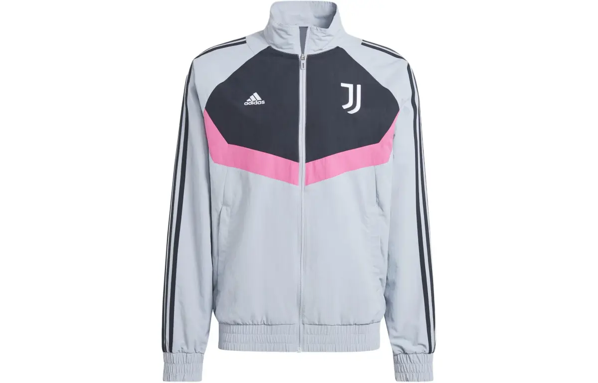 Adidas Juventus Woven Track Top Retro Sports Stand Collar Jackets Men's Halo Silver