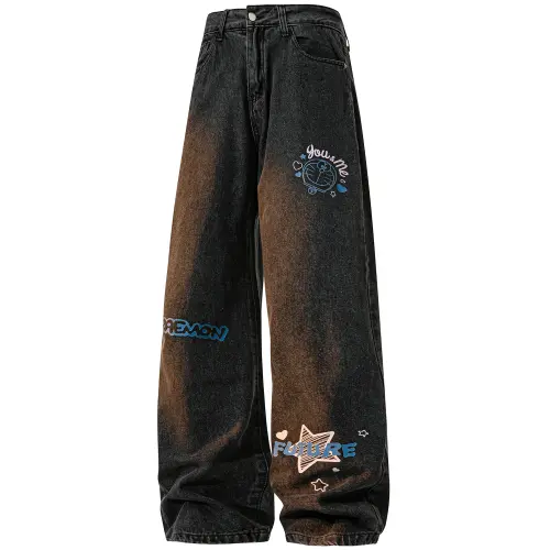 Doraemon Jeans Unisex Moderate Straight Fit Pants
