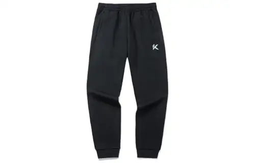 ANTA Knitted Sweatpants Men's Black Moderate Cuffed Pants