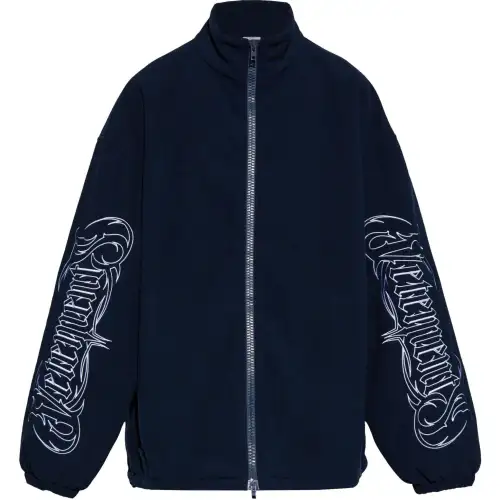 Vetements Embroidered Metal Logo Fleece Jacket