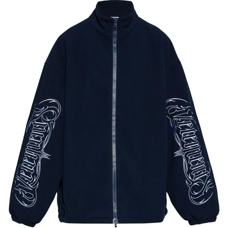 Vetements Embroidered Metal Logo Fleece Jacket