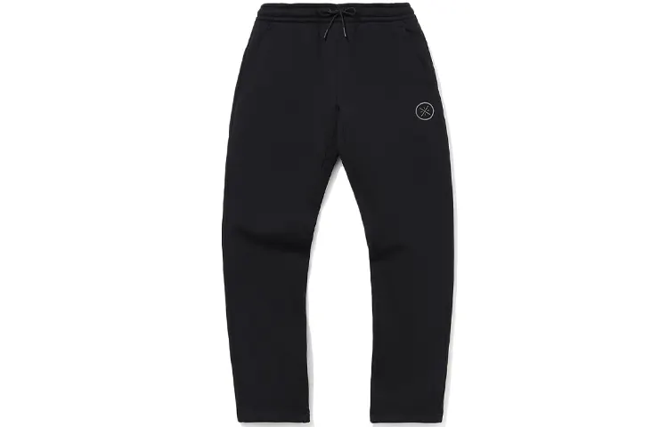 Li Ning Knitted Sweatpants Men's Black Thickened Straight Fit Pants