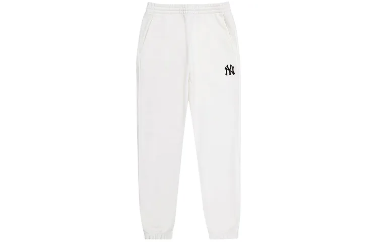 MLB New York Yankees Knitted Sweatpants Unisex White Moderate Cuffed Pants