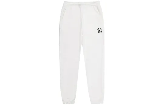 MLB New York Yankees Knitted Sweatpants Unisex White Moderate Cuffed Pants