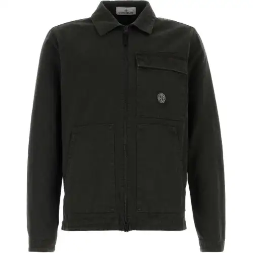 STONE ISLAND Logo Patch Zipped Overshirt