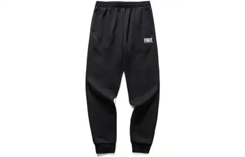 ANTA Knitted Sweatpants Men's Black Moderate Cuffed Pants