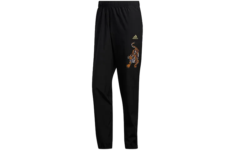 Adidas Chinese New Year Knitted Sweatpants Men's Black Moderate Cuffed Pants