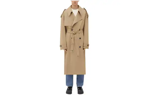 Bottega Veneta Trench Coats Men's Khaki Lapel Moderate